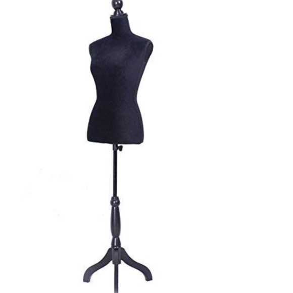 Black Female Mannequin Torso Dress Form Clothing Display w/ Black Tripod Stand - Picture 2 of 8